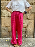 Pantalón Cuadros con volantes Fucsia