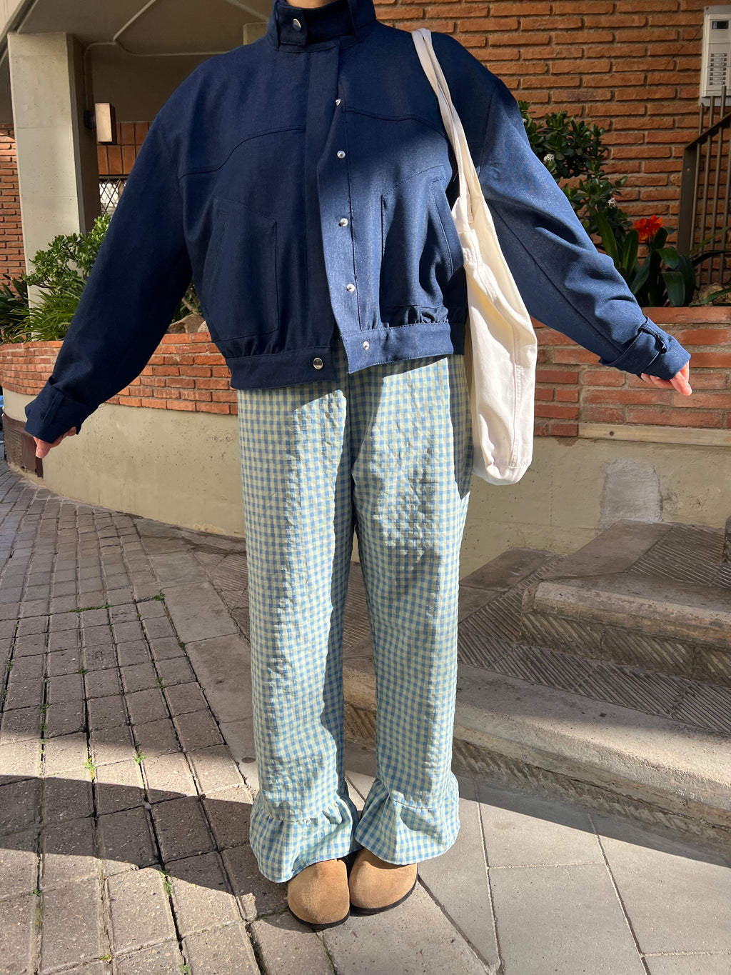 Pantalón Cuadros con volantes Verde y Azul