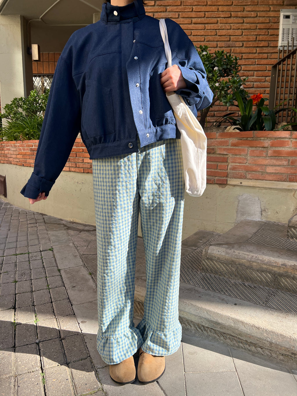 Pantalón Cuadros con volantes Verde y Azul
