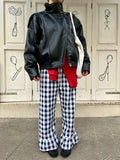Pantalón Cuadros Grandes con volantes Negro