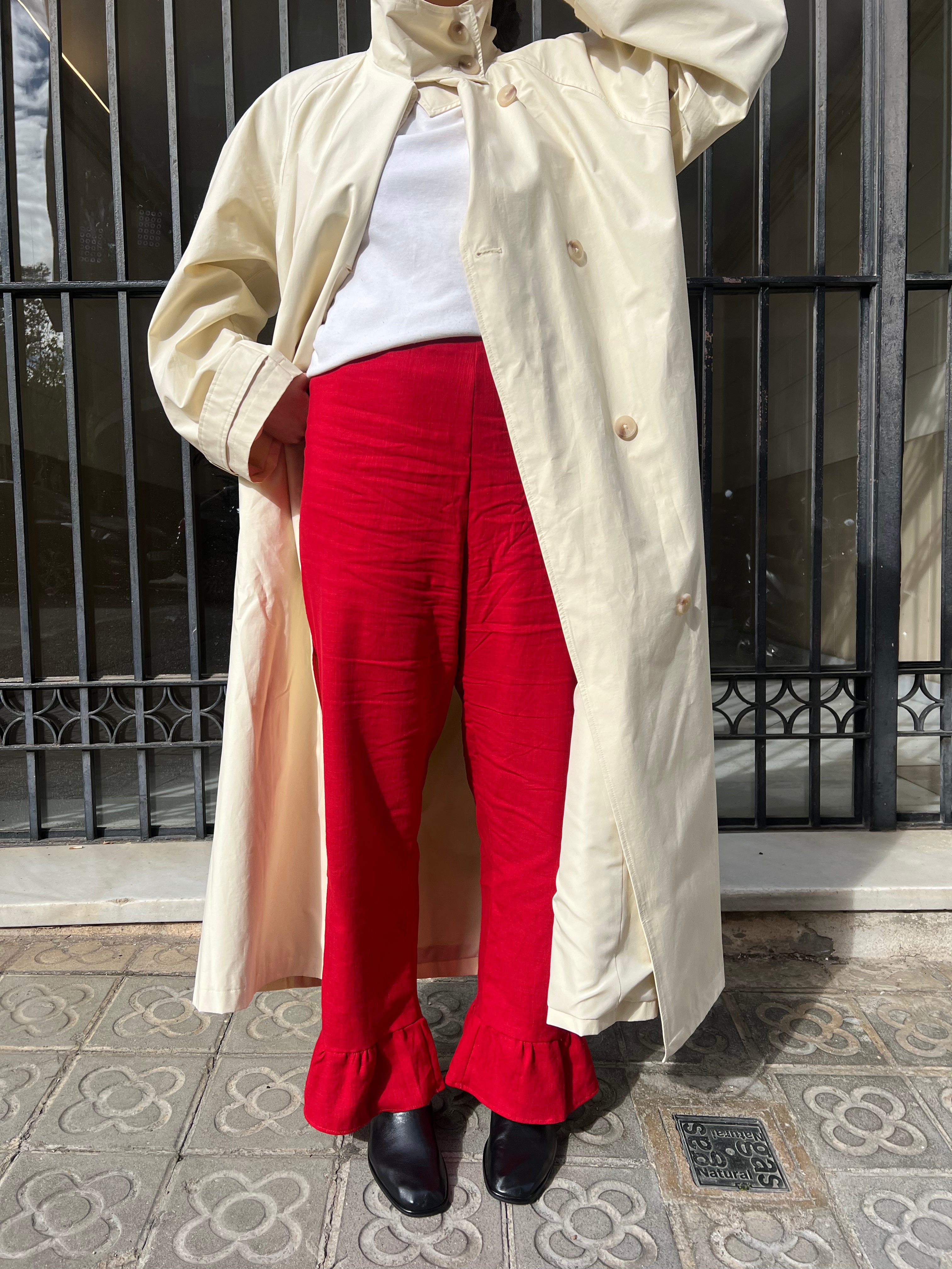 Pantalón con volantes Rojo