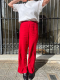 Pantalón con volantes Rojo
