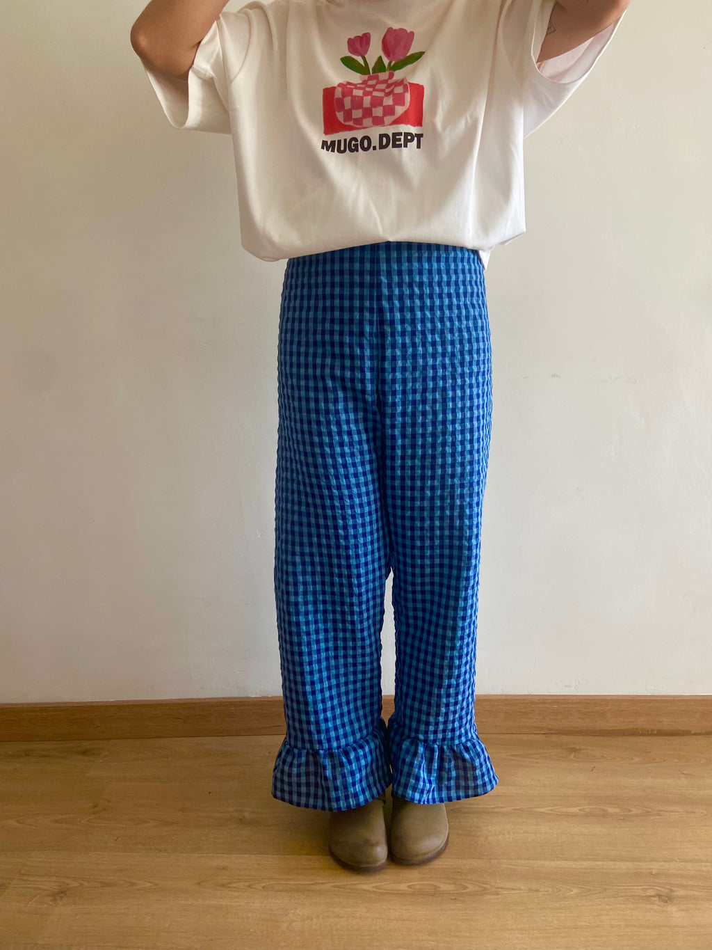Pantalón Cuadros con volantes Azul Claro/Oscuro