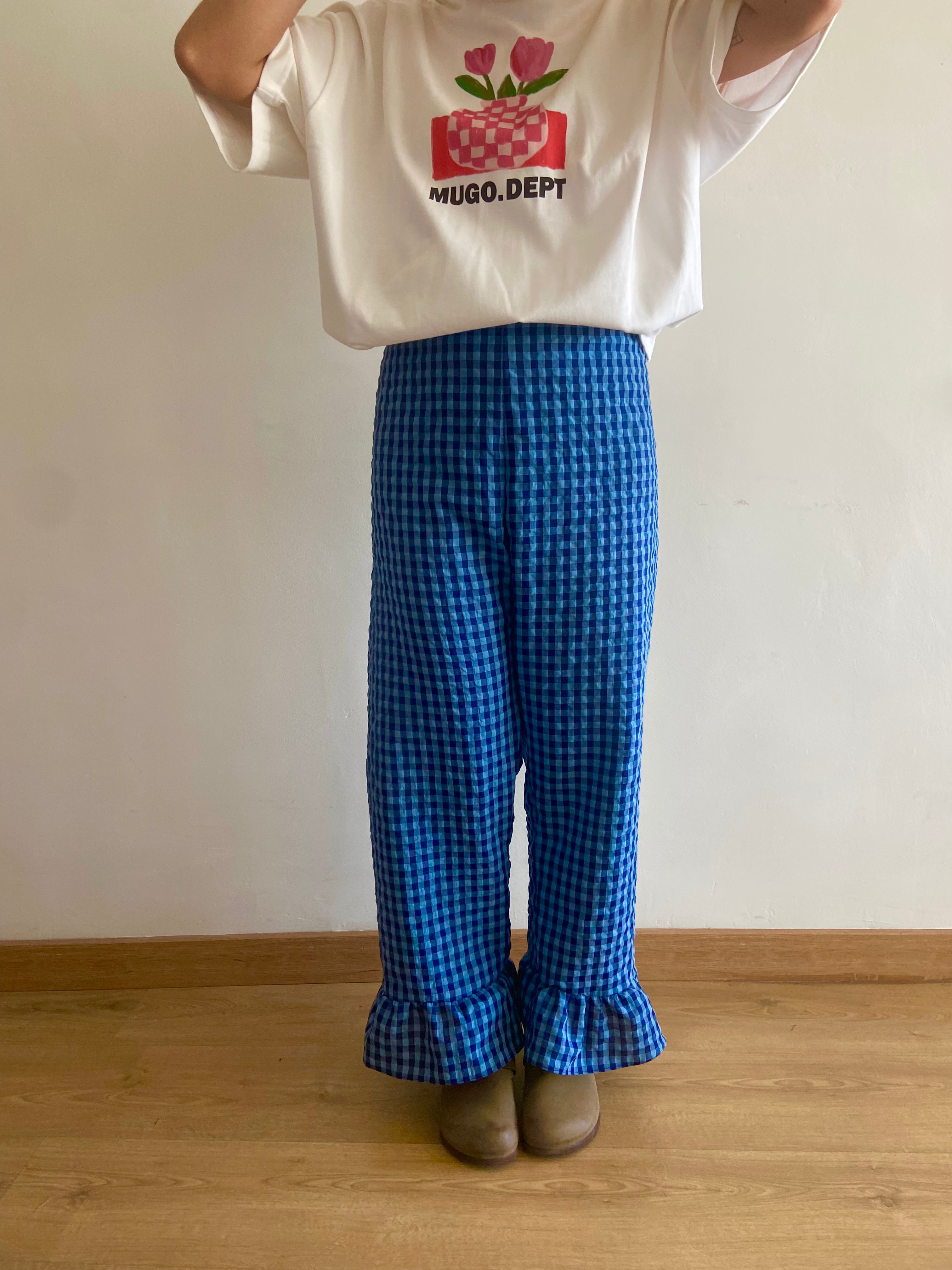 Pantalón Cuadros con volantes Azul Claro/Oscuro