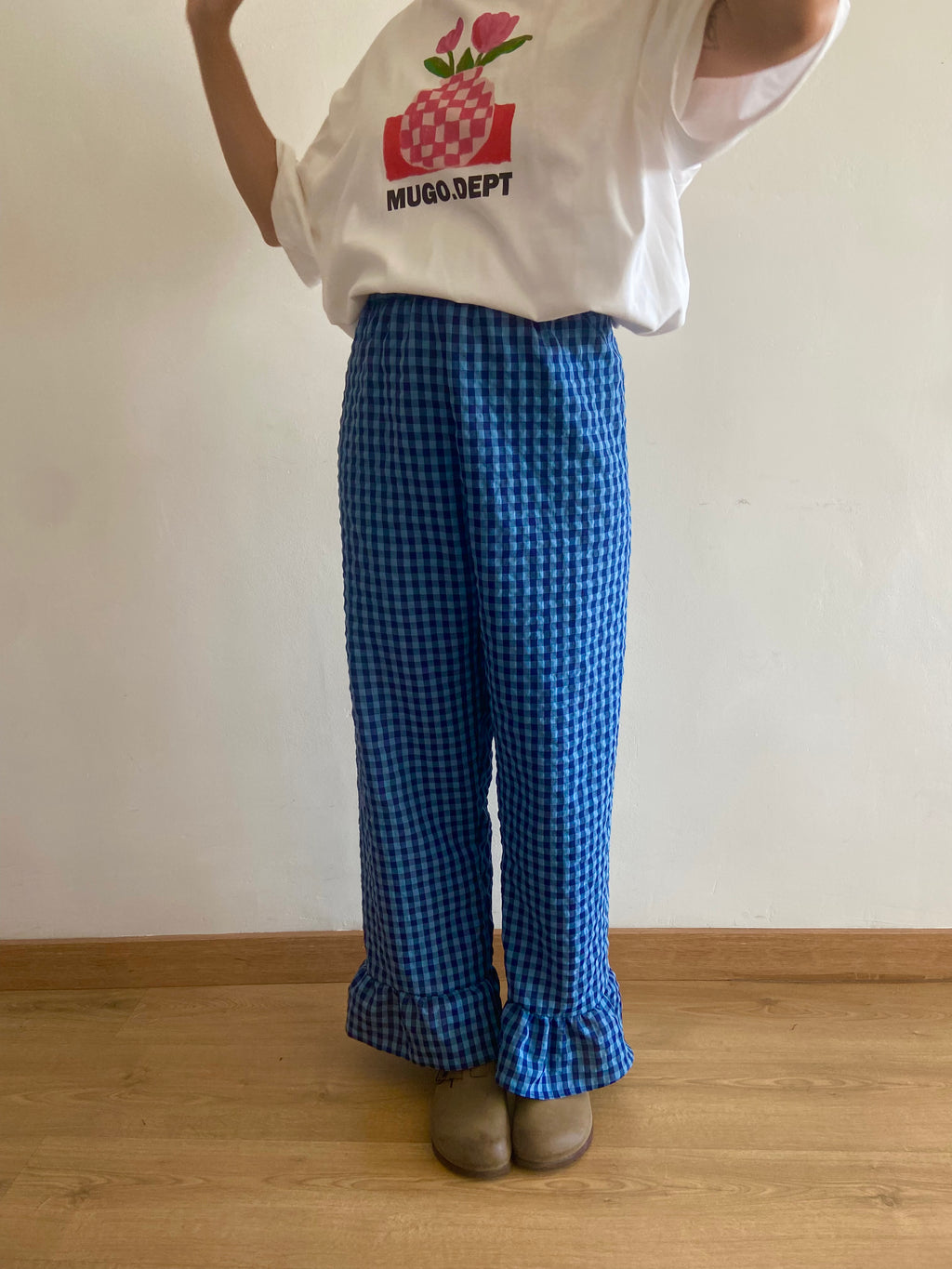 Pantalón Cuadros con volantes Azul Claro/Oscuro