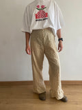 Pantalón Cuadros con volantes Beige y Blanco