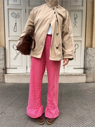 Pantalón Cuadros con volantes Rosa