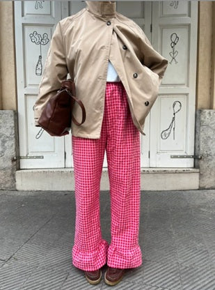 Pantalón Cuadros con volantes Rosa