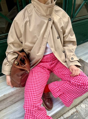 Pantalón Cuadros con volantes Rosa