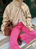Pantalón Cuadros con volantes Rosa